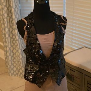Black sequin vest from express